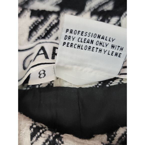 VTG Carlisle Blazer SZ 8 Houndstooth Tweed Jacket 100% Silk White Black Preppy - Picture 4 of 8